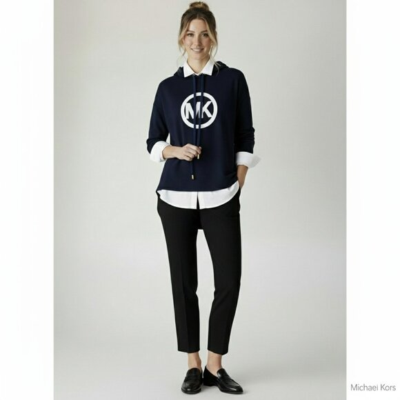 NWT Michael Kors Women’s OVERSIZED Hoodie in True Blue – Size S - Picture 4 of 16